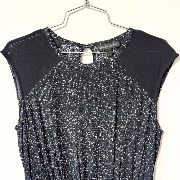 Banana Republic Printed Mesh-Inset Dress Black and White Size 10 - Picture 4 of 11